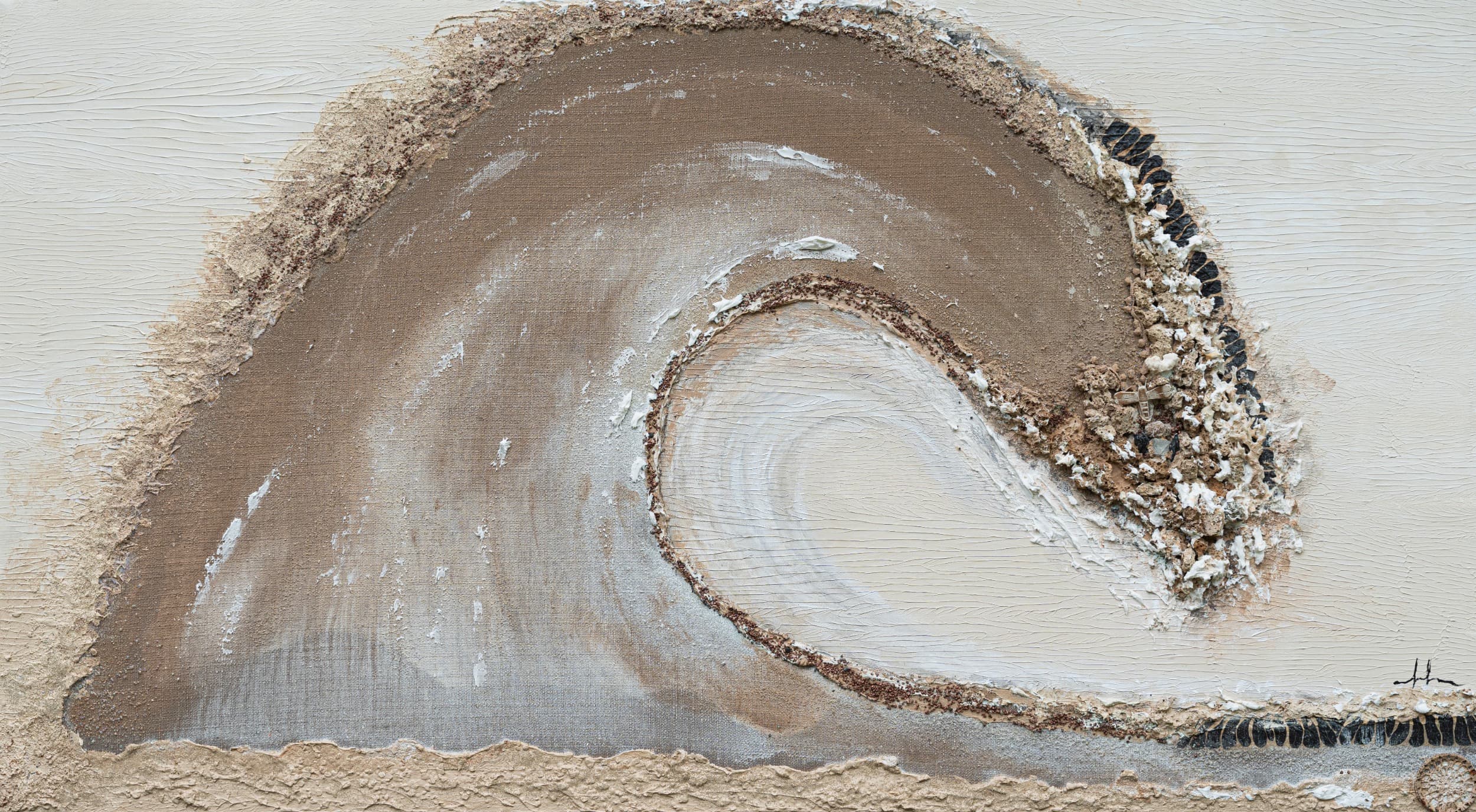 Boho — original mixed media on canvas, stones by Malu Moreira, 180 × 100 cm (70.9" × 39.4")
