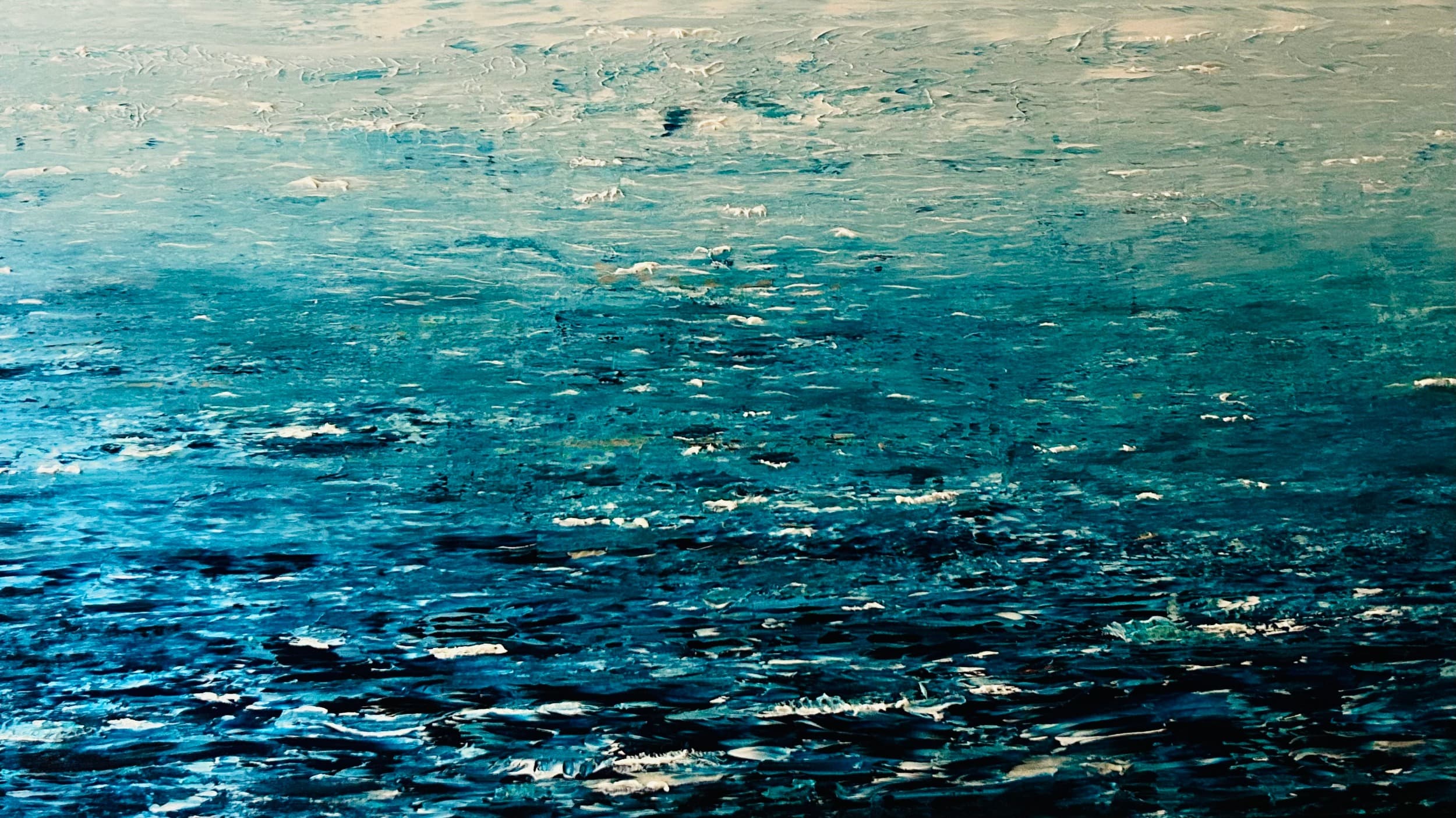 Deep Blue — original mixed media on canvas by Malu Moreira, 300 × 150 cm (118.1" × 59.1")