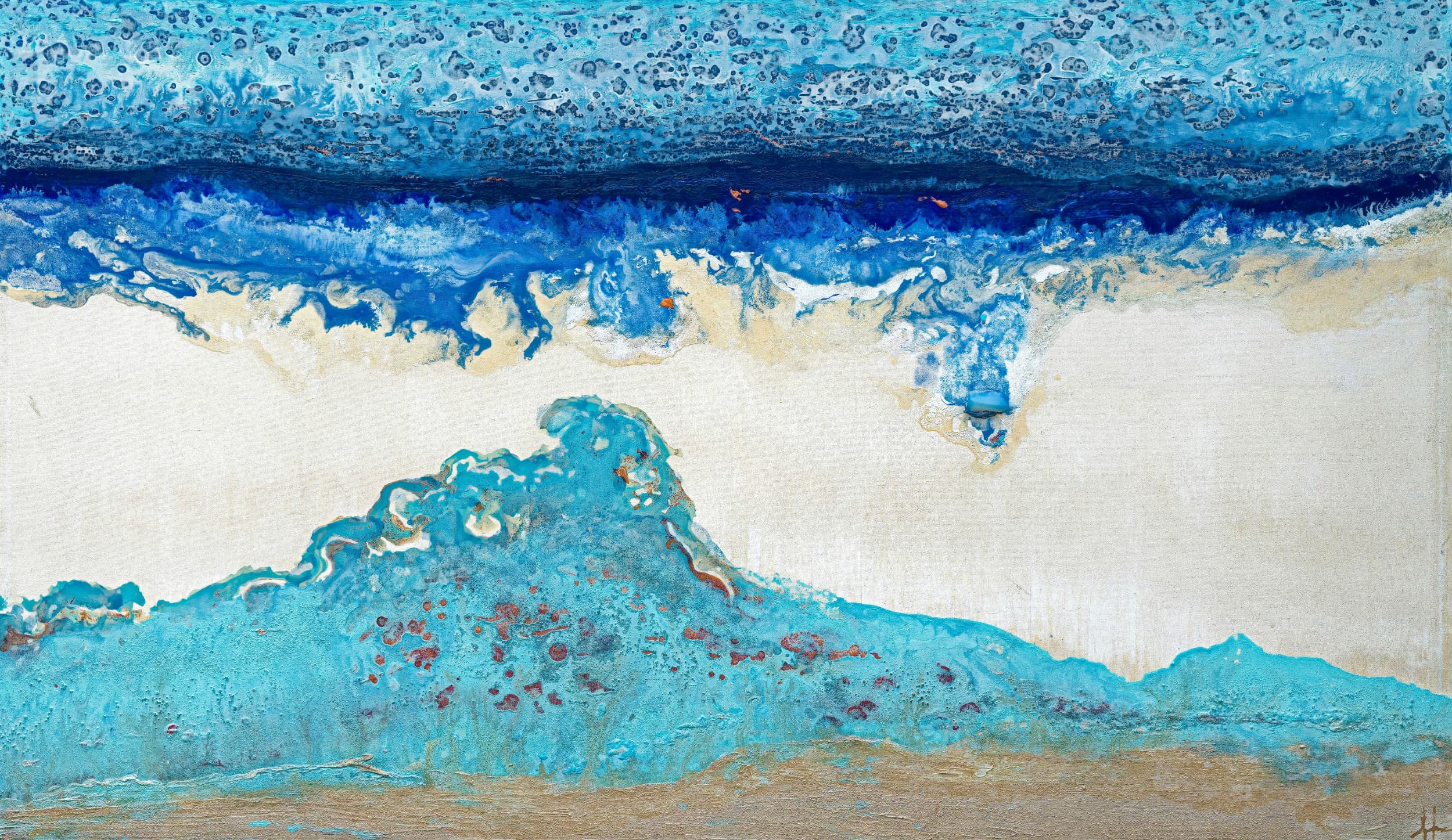 Duo de Playas — original mixed media on canvas by Malu Moreira, 180 × 80 cm (70.9" × 31.5")