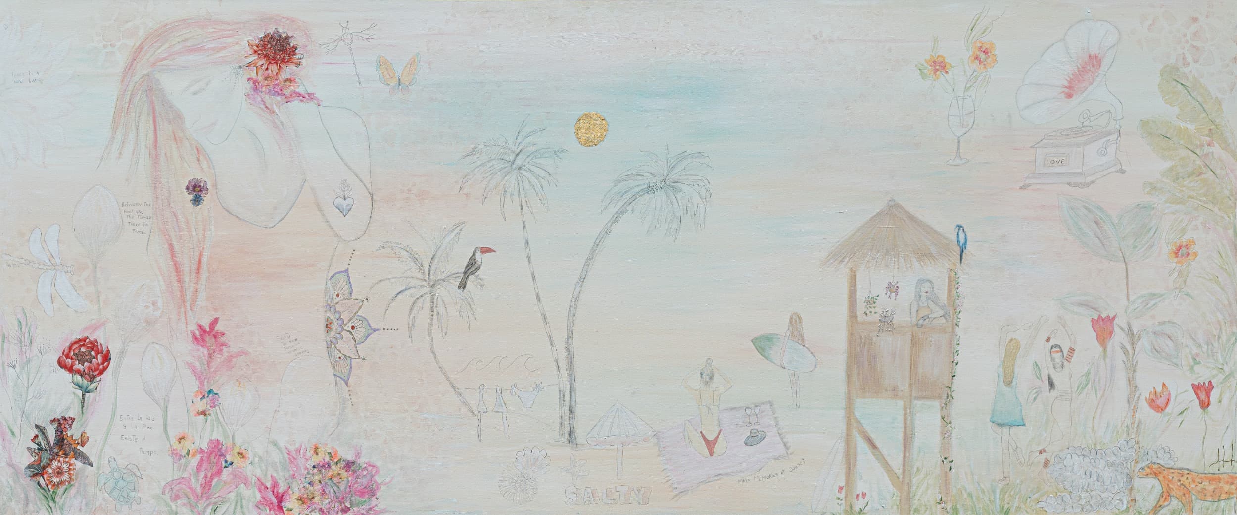 Femine Soul — original mixed media on canvas by Malu Moreira, 220 × 155 cm (86.6" × 61")