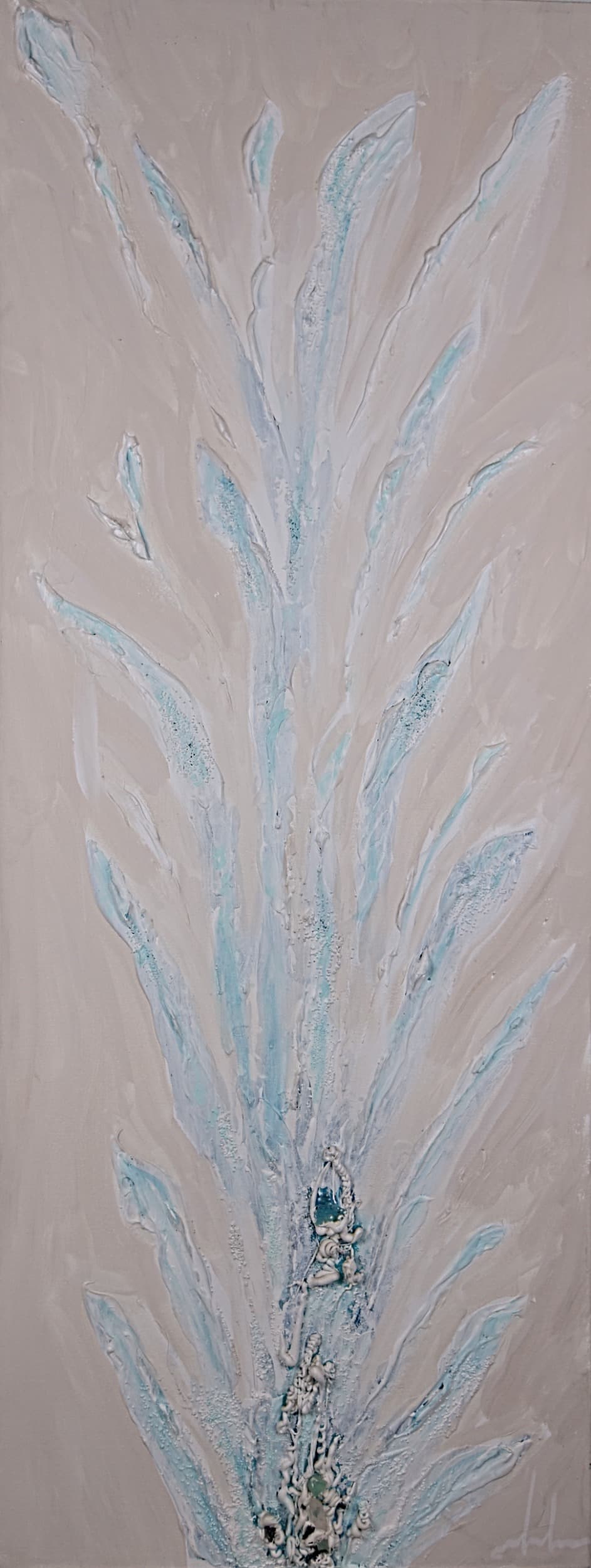 Flores — original mixed media on canvas by Malu Moreira, 50 × 130 cm (19.7" × 51.2")