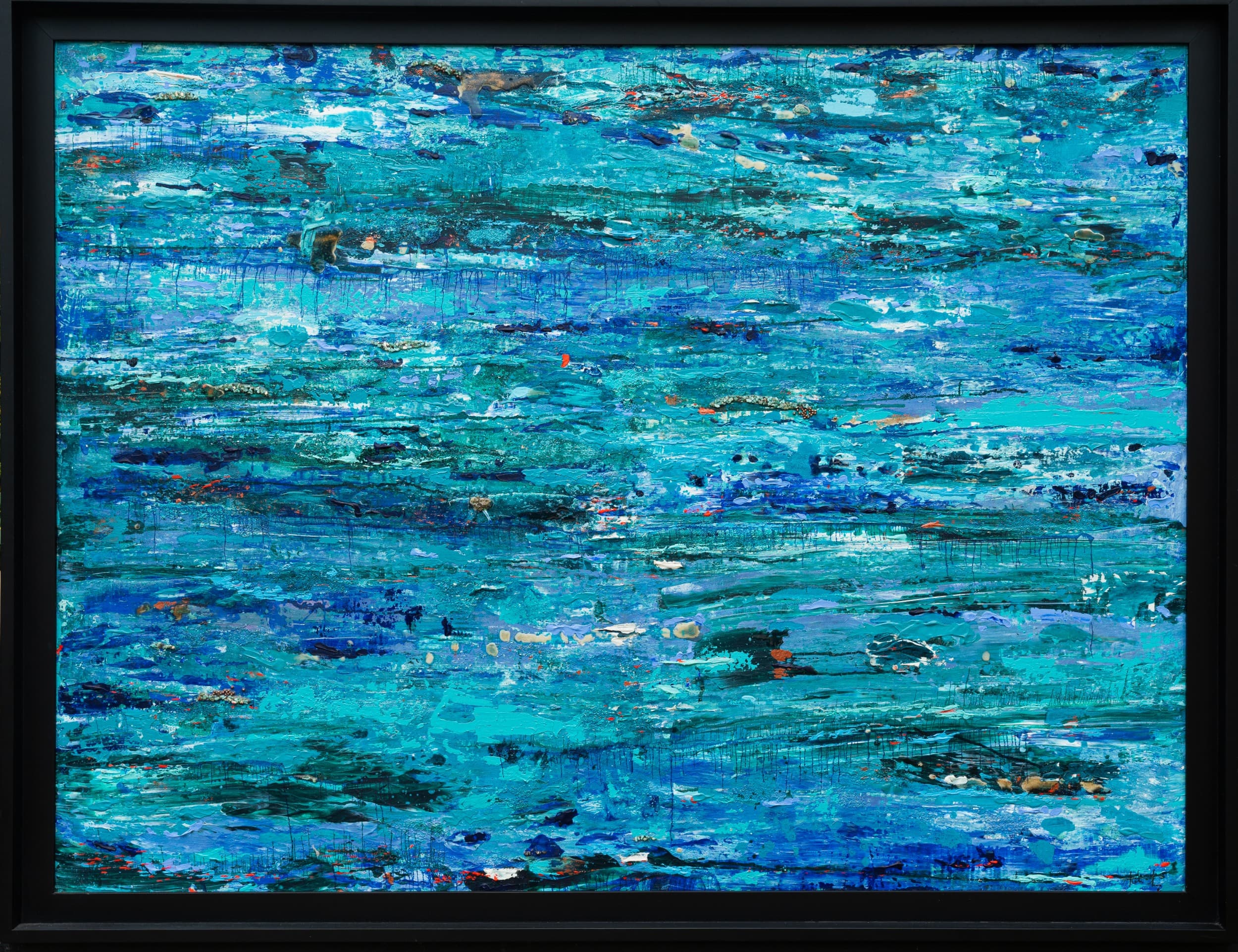 Maldivas 2 — original mixed media on canvas by Malu Moreira, 180 × 125 cm (70.9" × 49.2")
