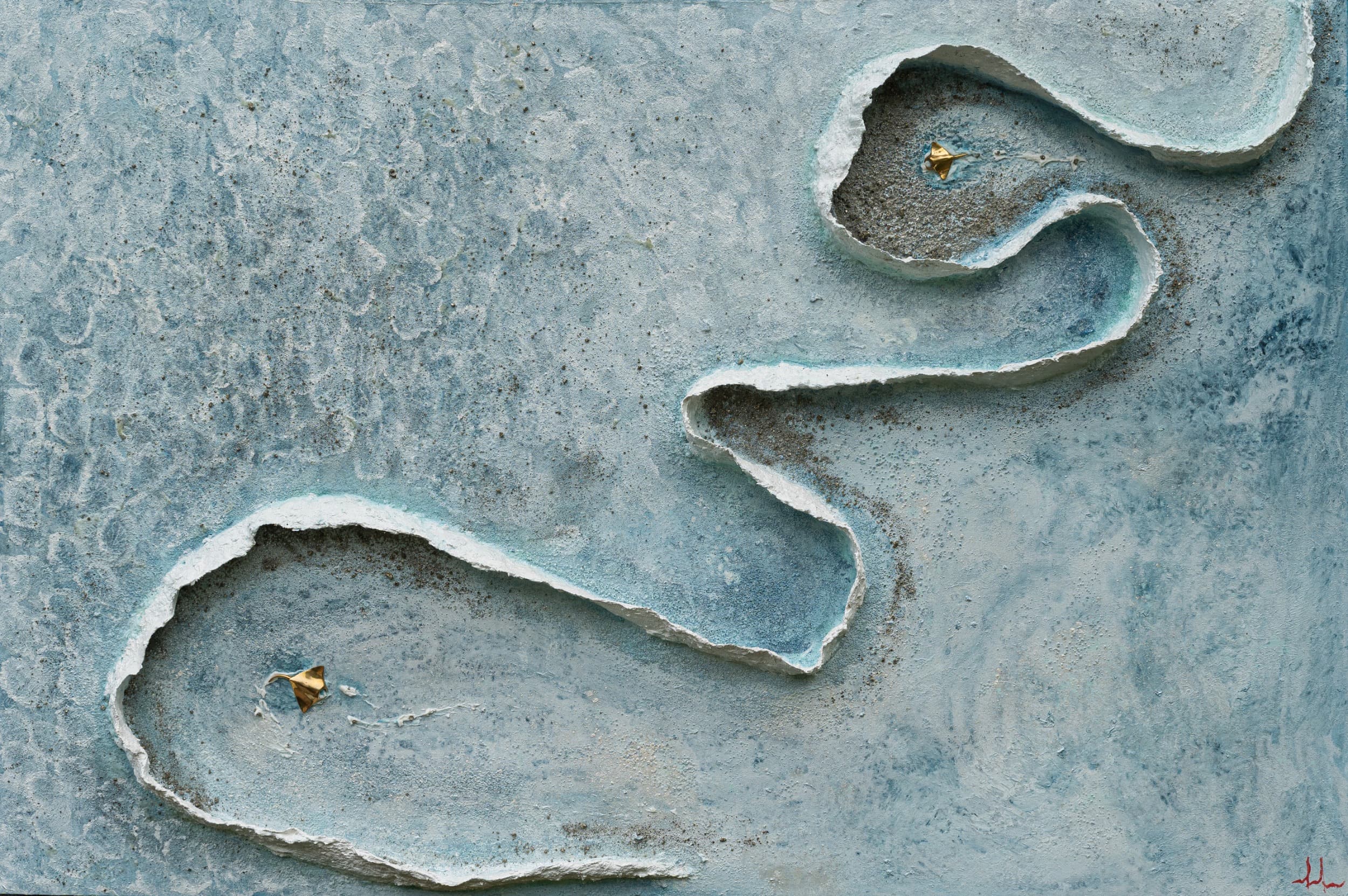 Mar que Pulsa en mi Corazon — original mixed media on canvas by Malu Moreira, 120 × 180 cm (47.2" × 70.9")