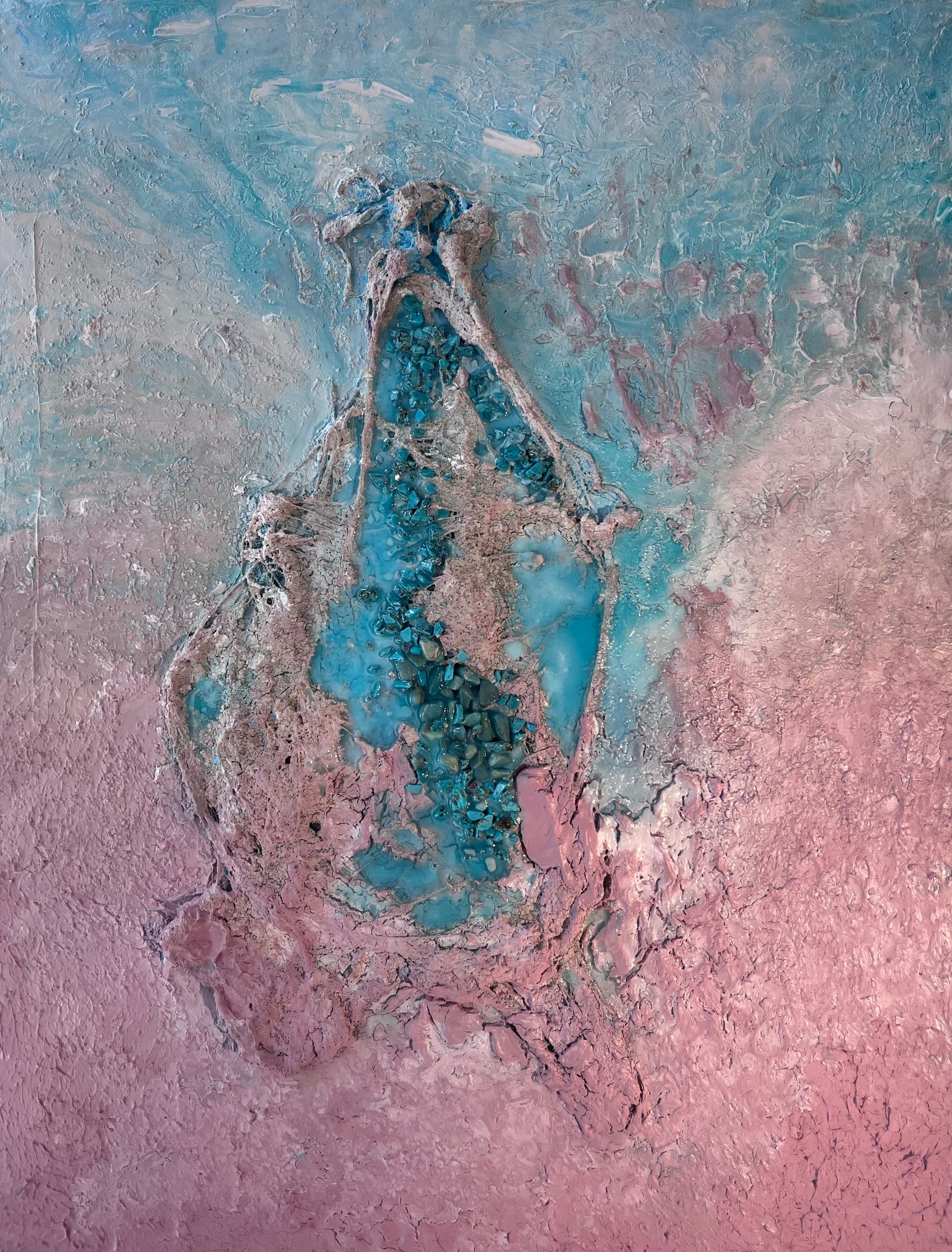 Playa Rosada — original mixed media on canvas by Malu Moreira, 60 × 80 cm (23.6" × 31.5")