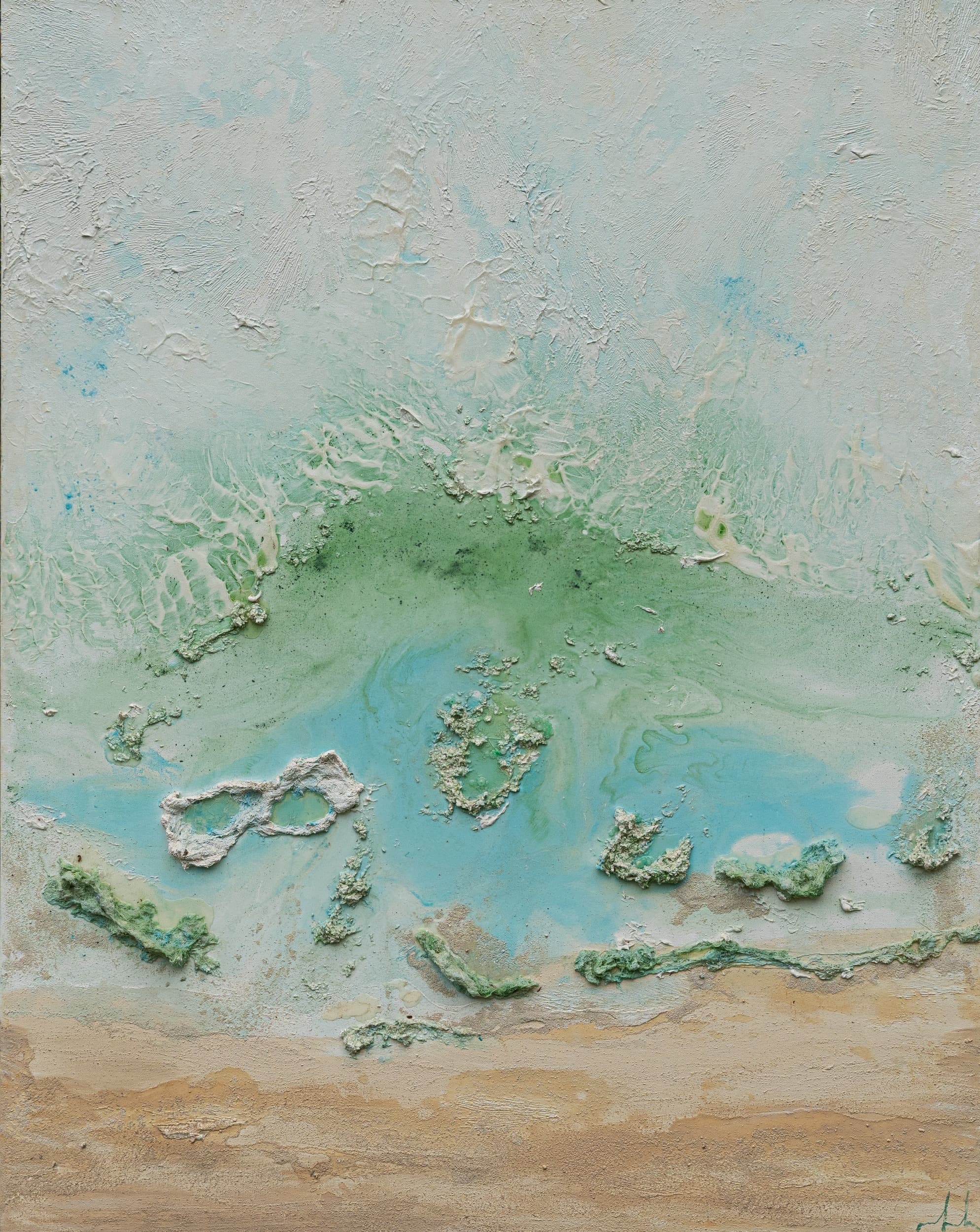 Rio Celeste — original mixed media on canvas by Malu Moreira, 150 × 110 cm (59.1" × 43.3")