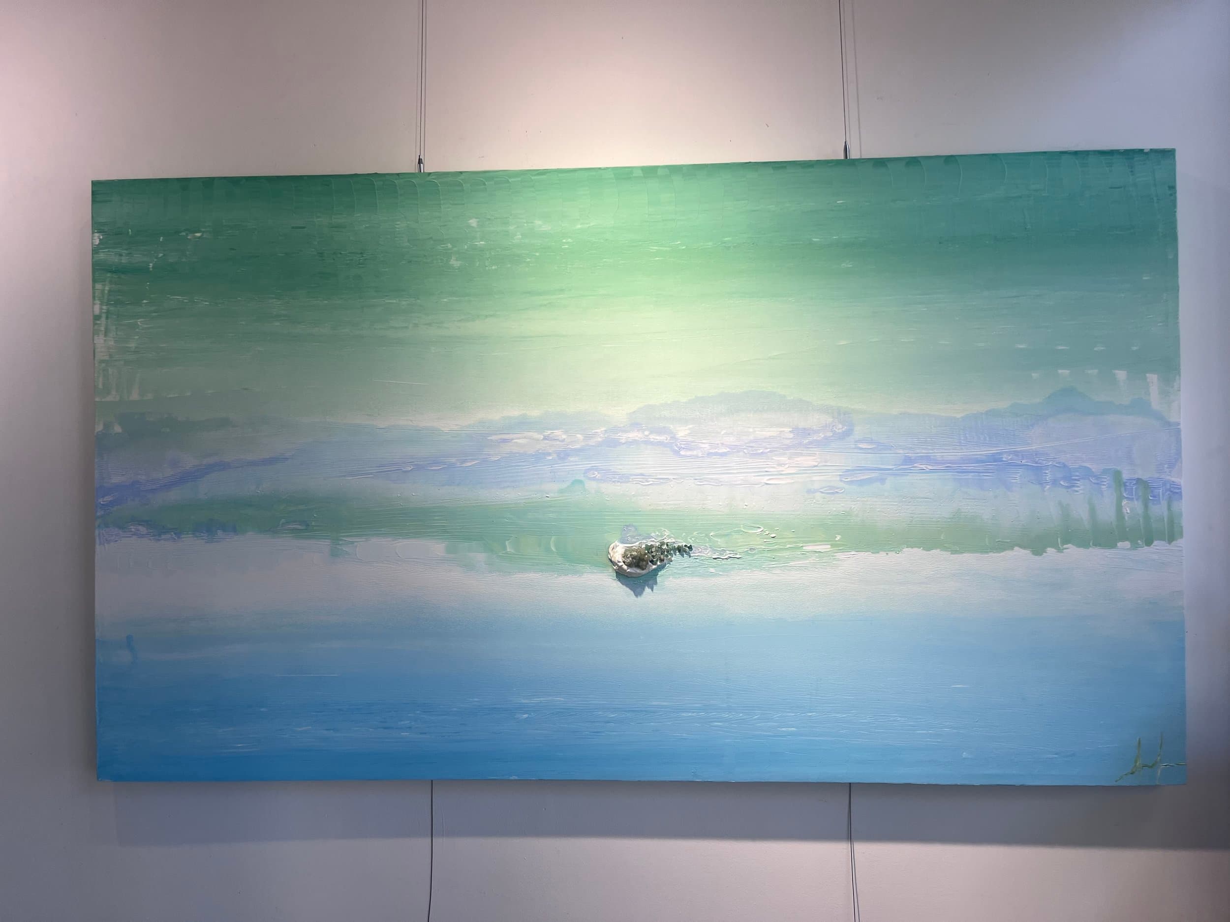Rio Celeste 2 — original mixed media on canvas by Malu Moreira, 190 × 110 cm (74.8" × 43.3")