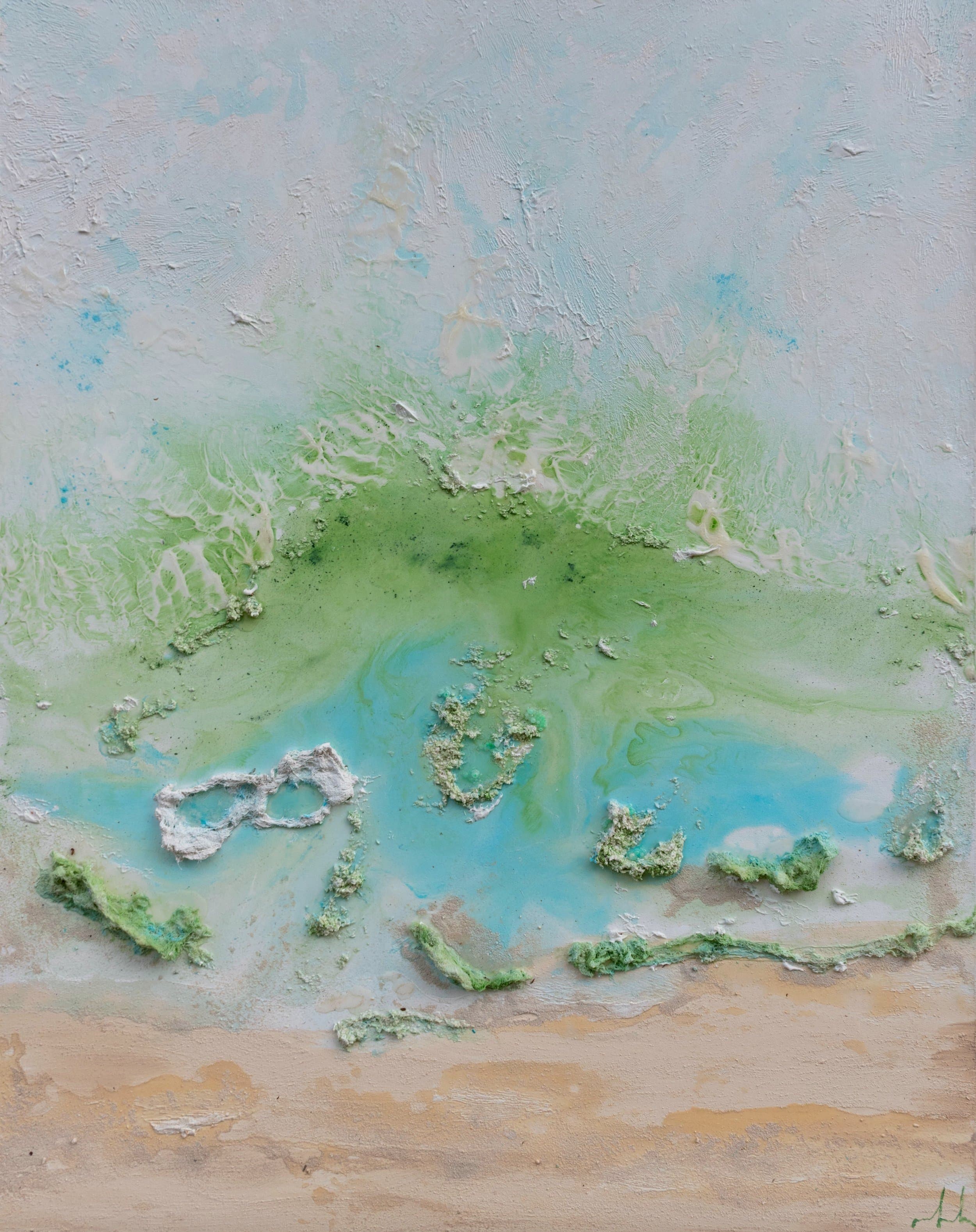 Rio Perdido — original mixed media on canvas by Malu Moreira, 110 × 140 cm (43.3" × 55.1")