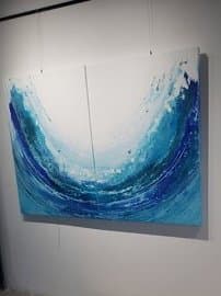 7 Waves — original mixed media on canvas by Malu Moreira, 180 × 180 cm (70.9" × 70.9")