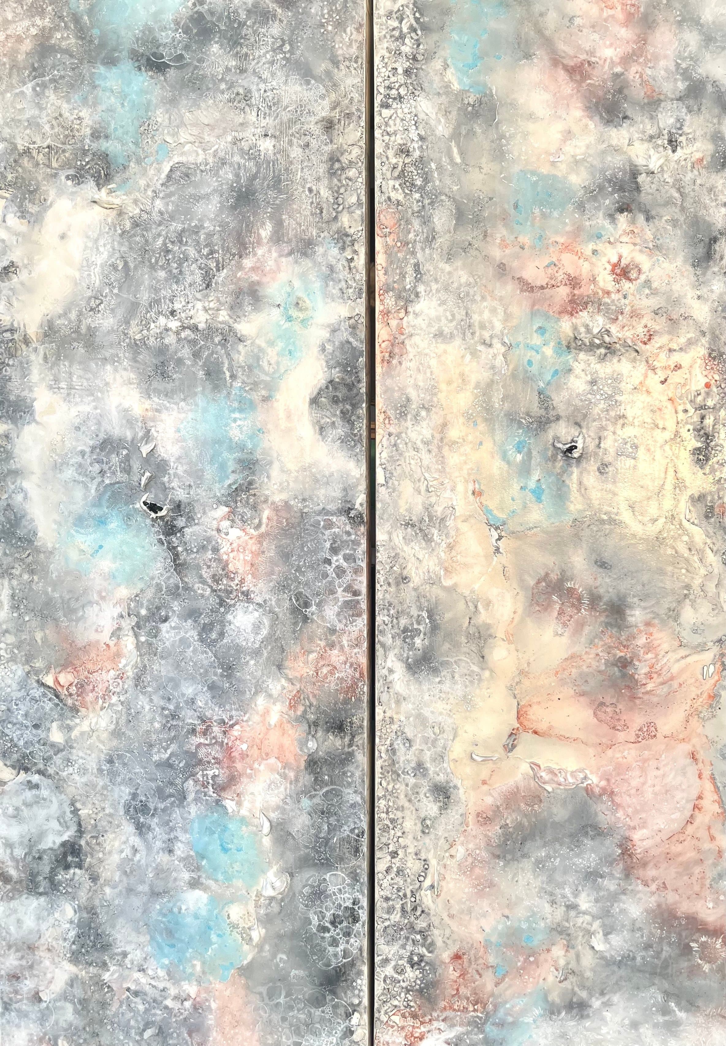 Symbiosis — original mixed media on canvas by Malu Moreira, 2 panels, 170 × 60 cm each (66.9" × 23.6" each)