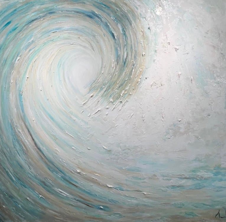 Waves — original mixed media on canvas by Malu Moreira, 160 × 150 cm (63" × 59.1")