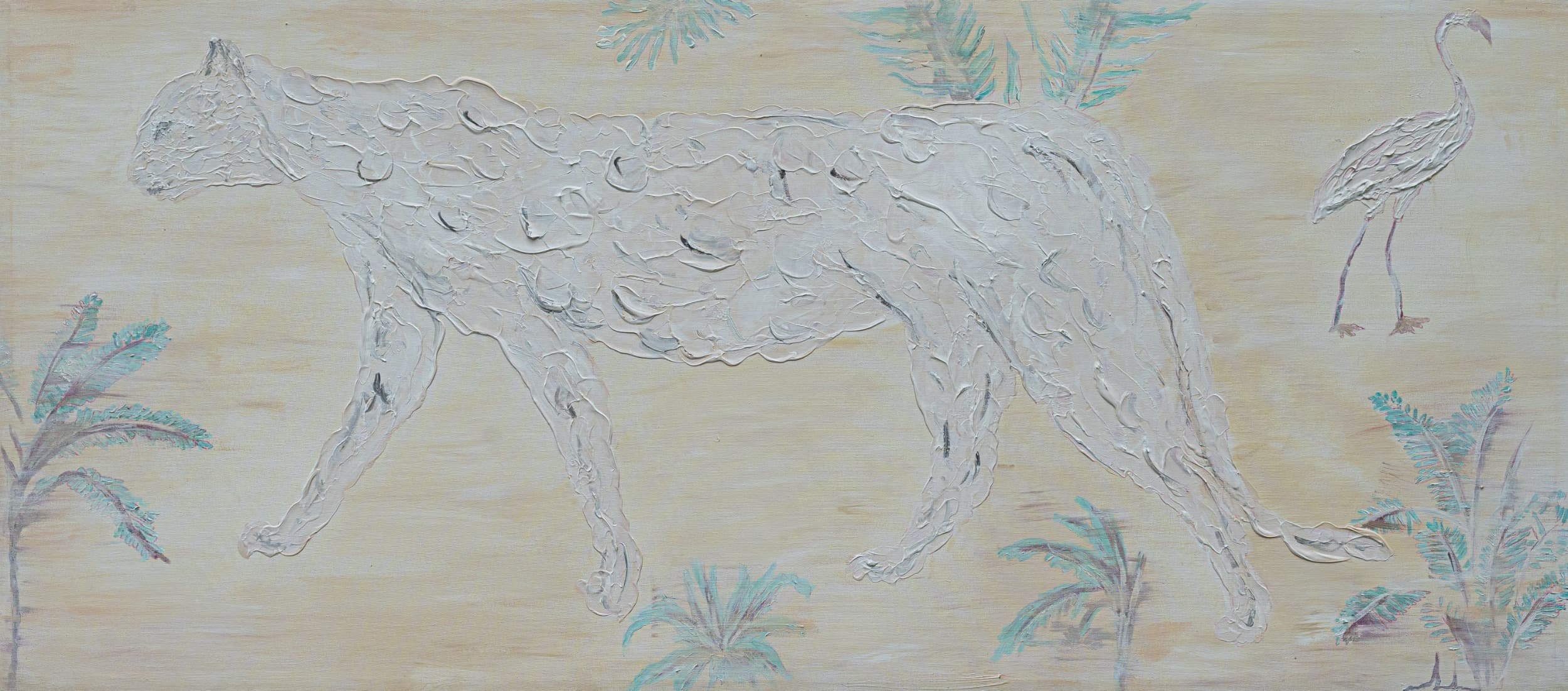 White Tiger — original mixed media on canvas by Malu Moreira, 180 × 80 cm (70.9" × 31.5")