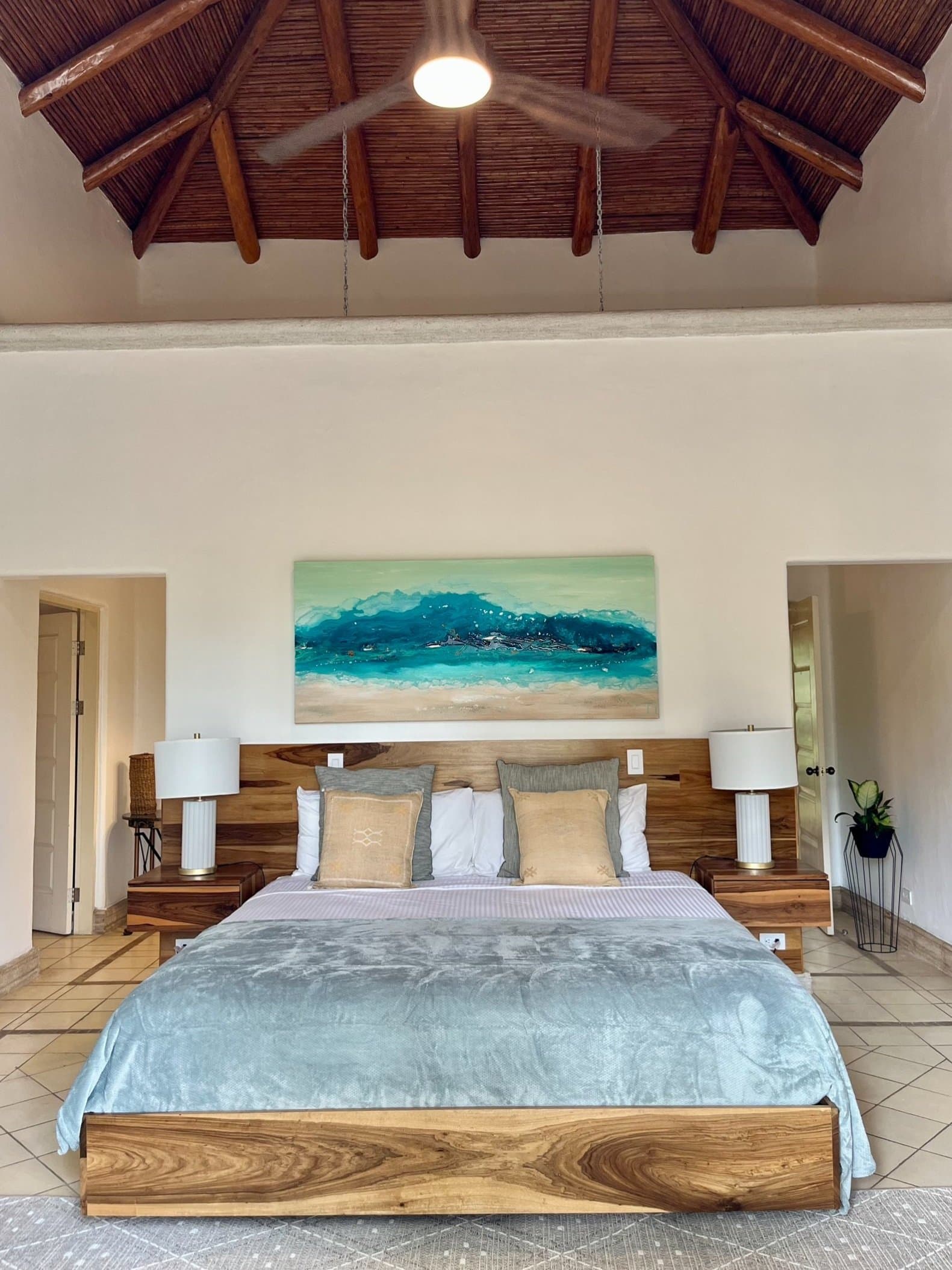An original painting by Malu Moreira installed in a home — collected work 22, Guanacaste, Costa Rica