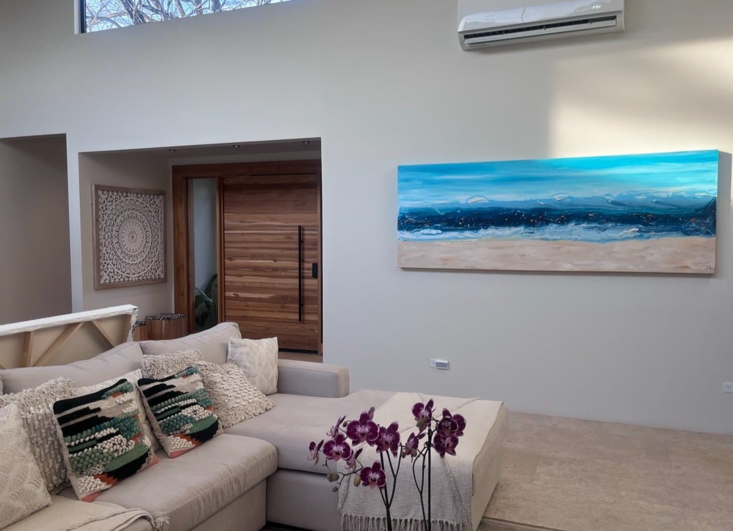 An original painting by Malu Moreira installed in a home — collected work 23, Guanacaste, Costa Rica