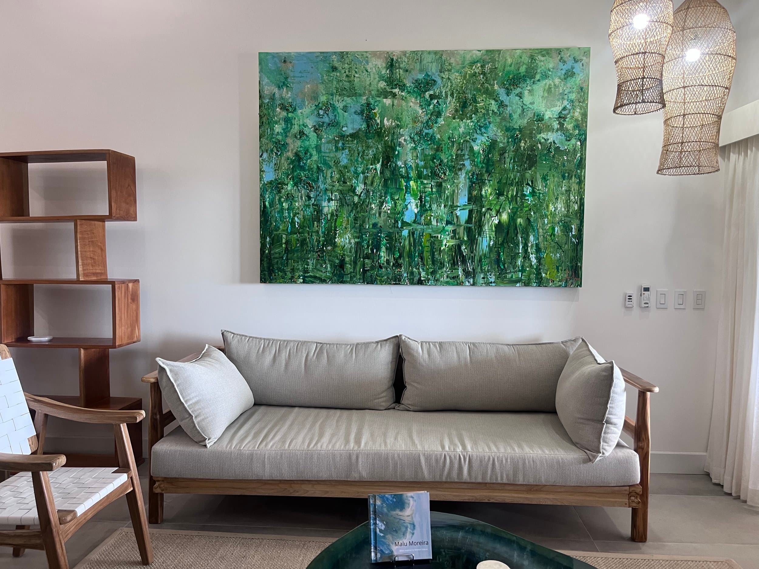 An original painting by Malu Moreira installed in a home — collected work 28, Guanacaste, Costa Rica