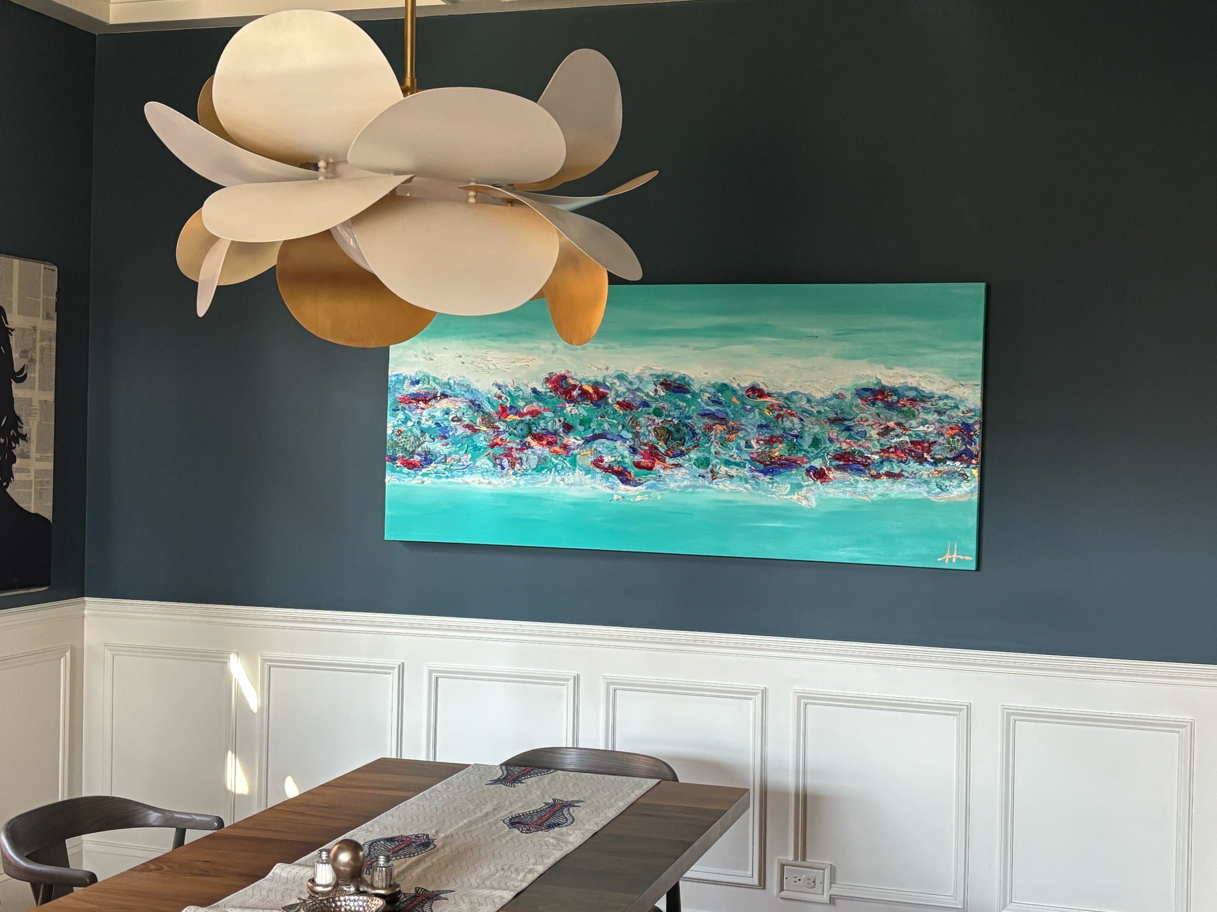 An original painting by Malu Moreira installed in a home — collected work 30, Guanacaste, Costa Rica