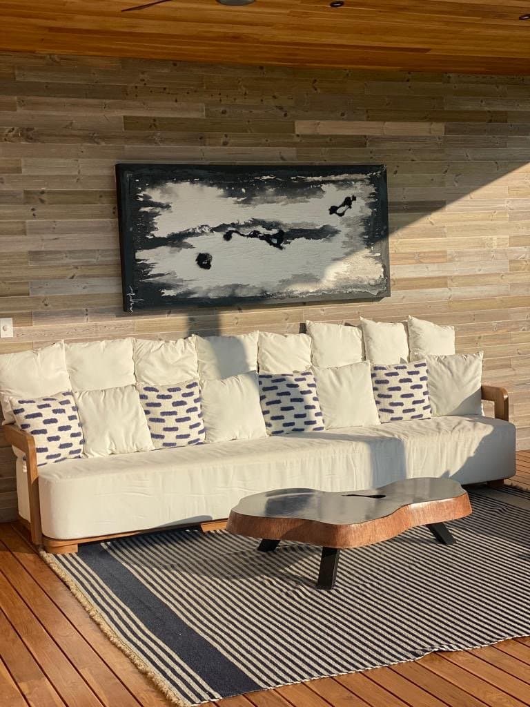 An original painting by Malu Moreira installed in a home — collected work 35, Guanacaste, Costa Rica