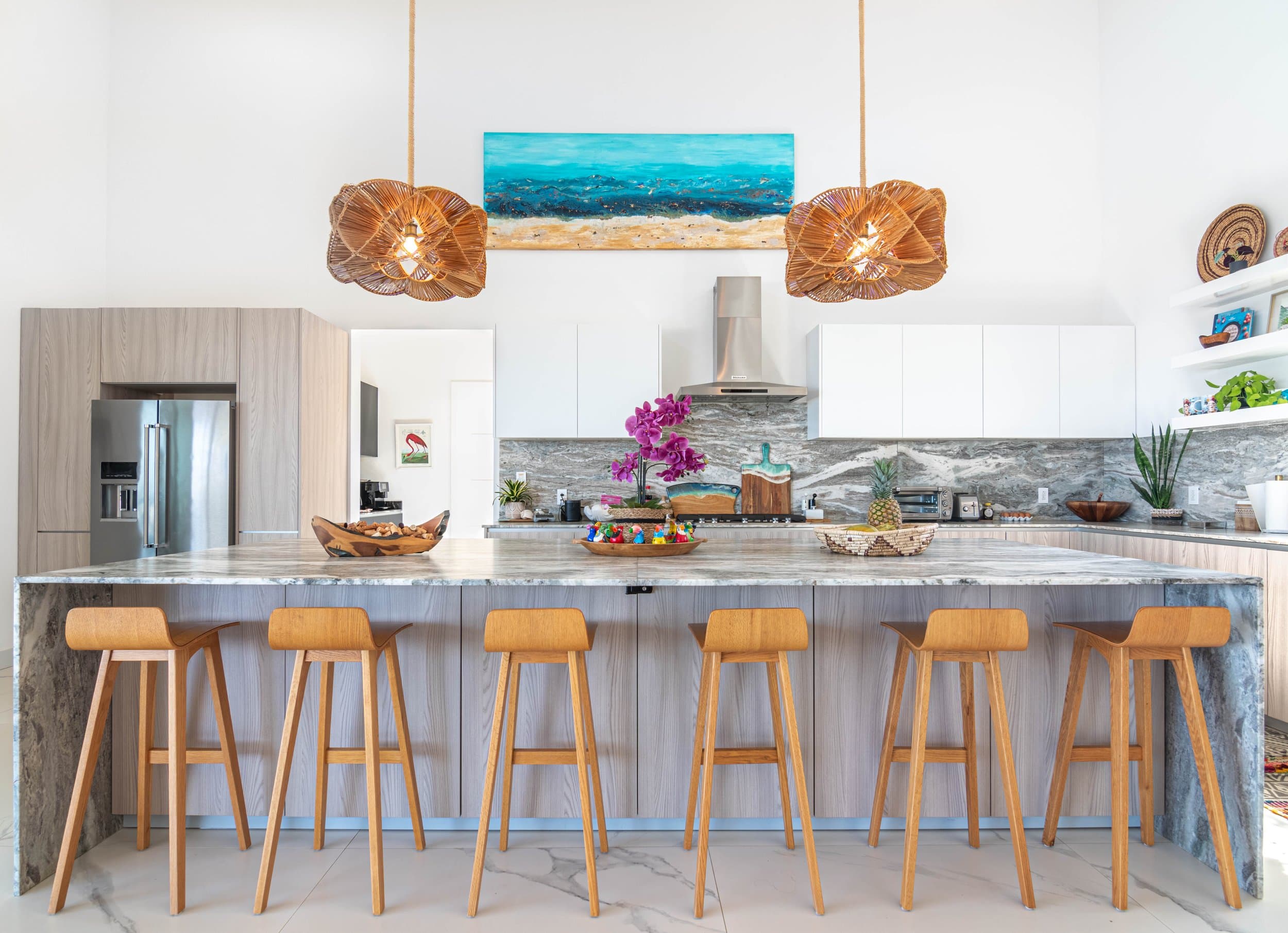 An original painting by Malu Moreira installed in a home — collected work 39, Guanacaste, Costa Rica