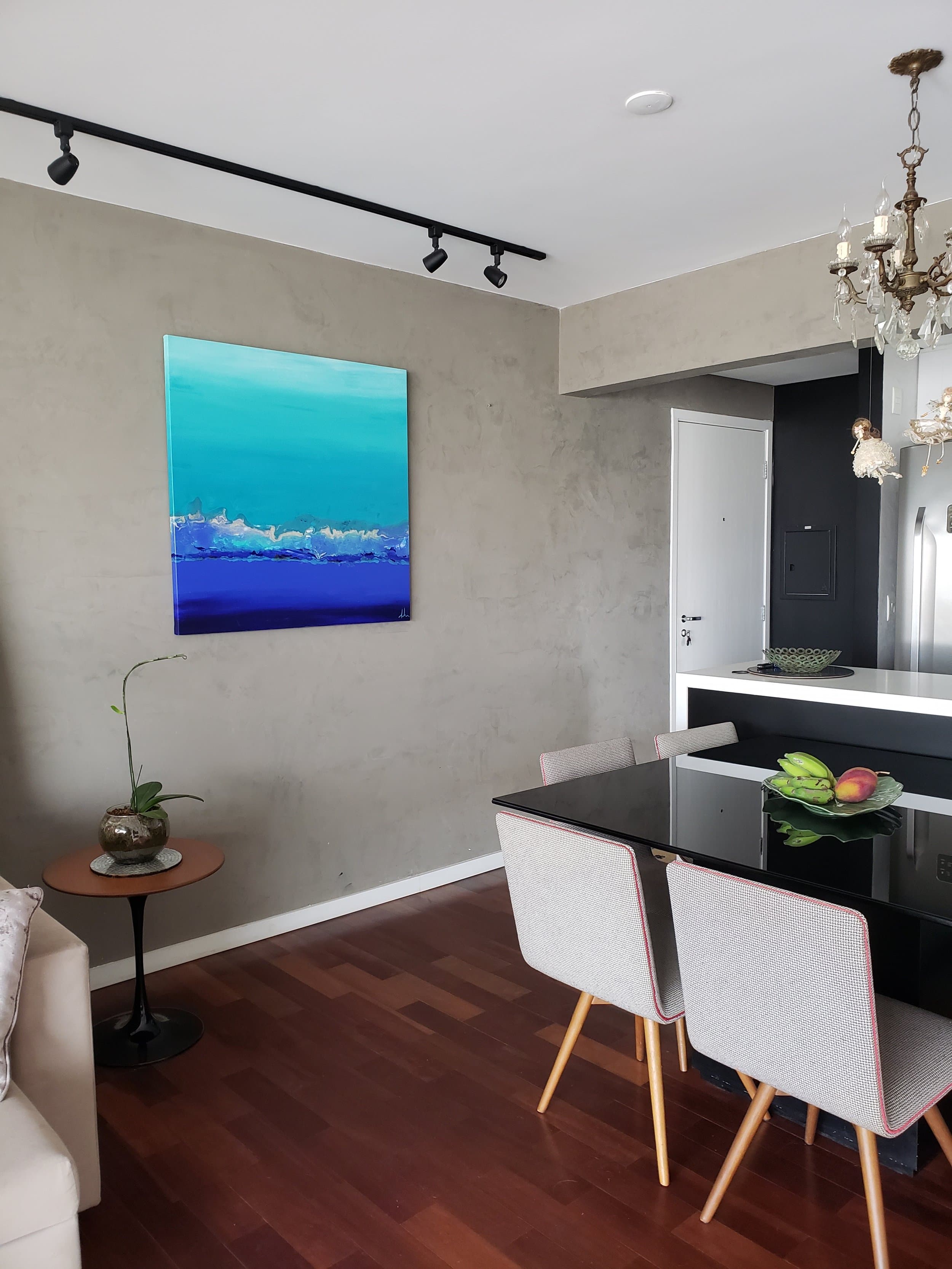 An original painting by Malu Moreira installed in a home — collected work 42, Guanacaste, Costa Rica