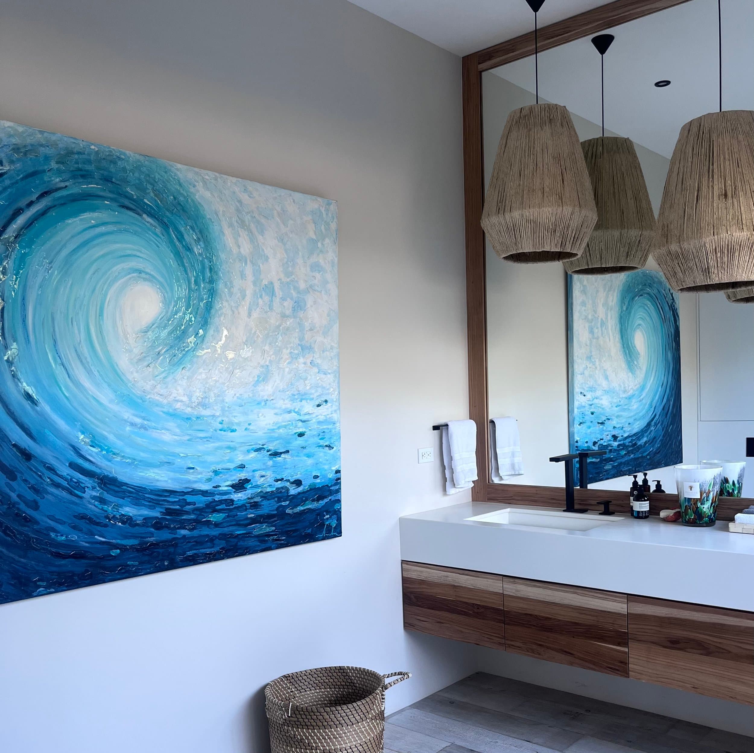 An original painting by Malu Moreira installed in a home — collected work 54, Guanacaste, Costa Rica