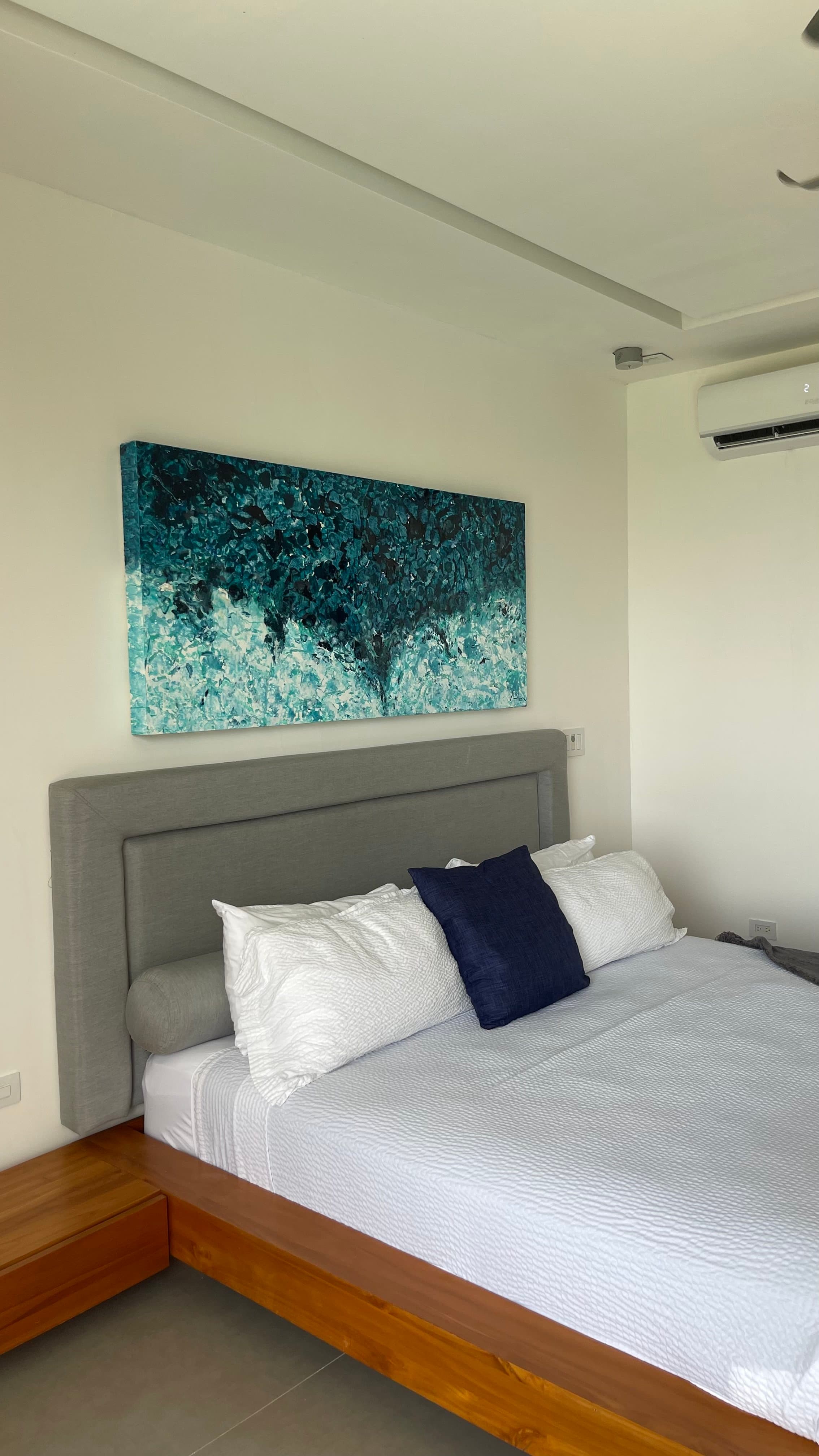 An original painting by Malu Moreira installed in a home — collected work 58, Guanacaste, Costa Rica
