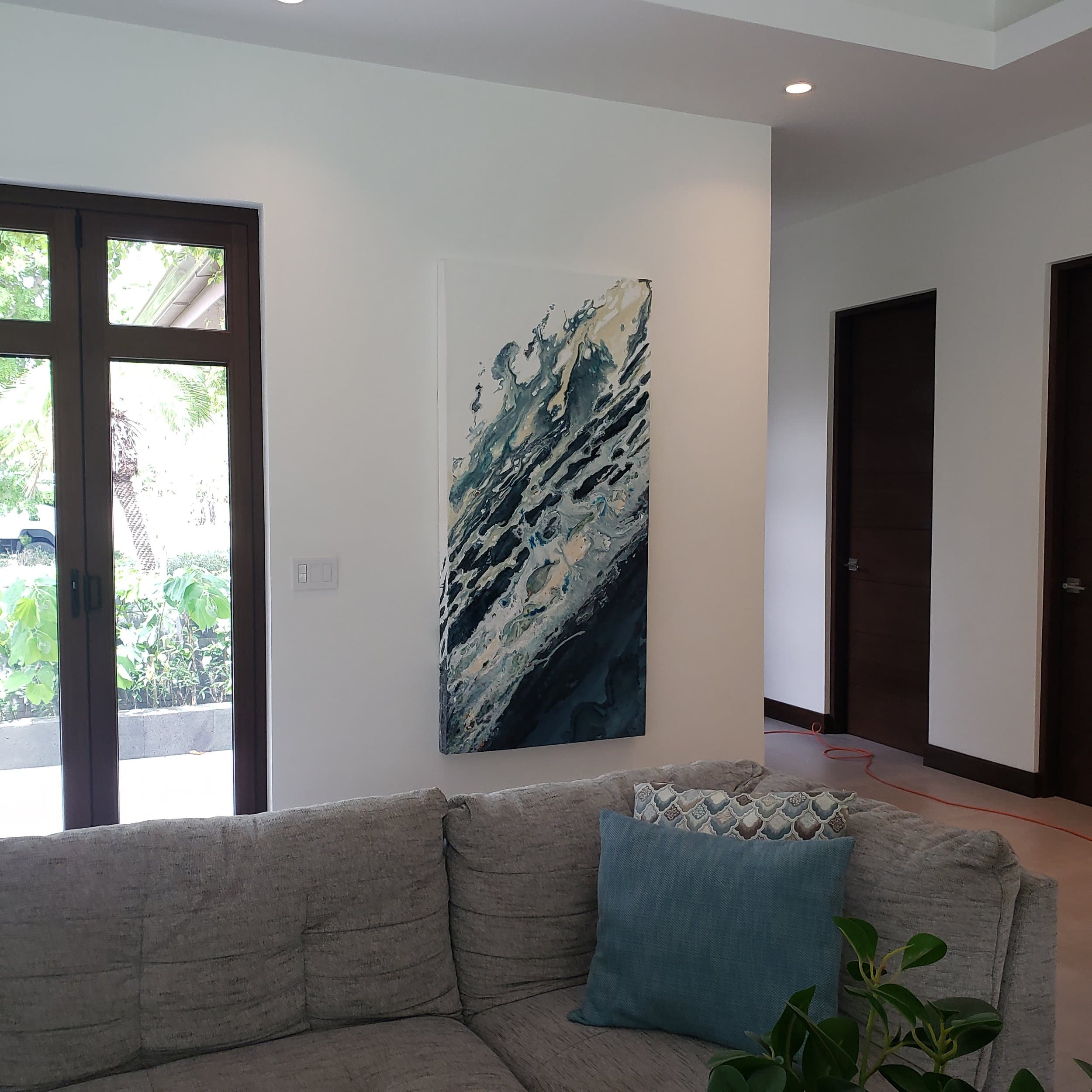 An original painting by Malu Moreira installed in a home — collected work 63, Guanacaste, Costa Rica