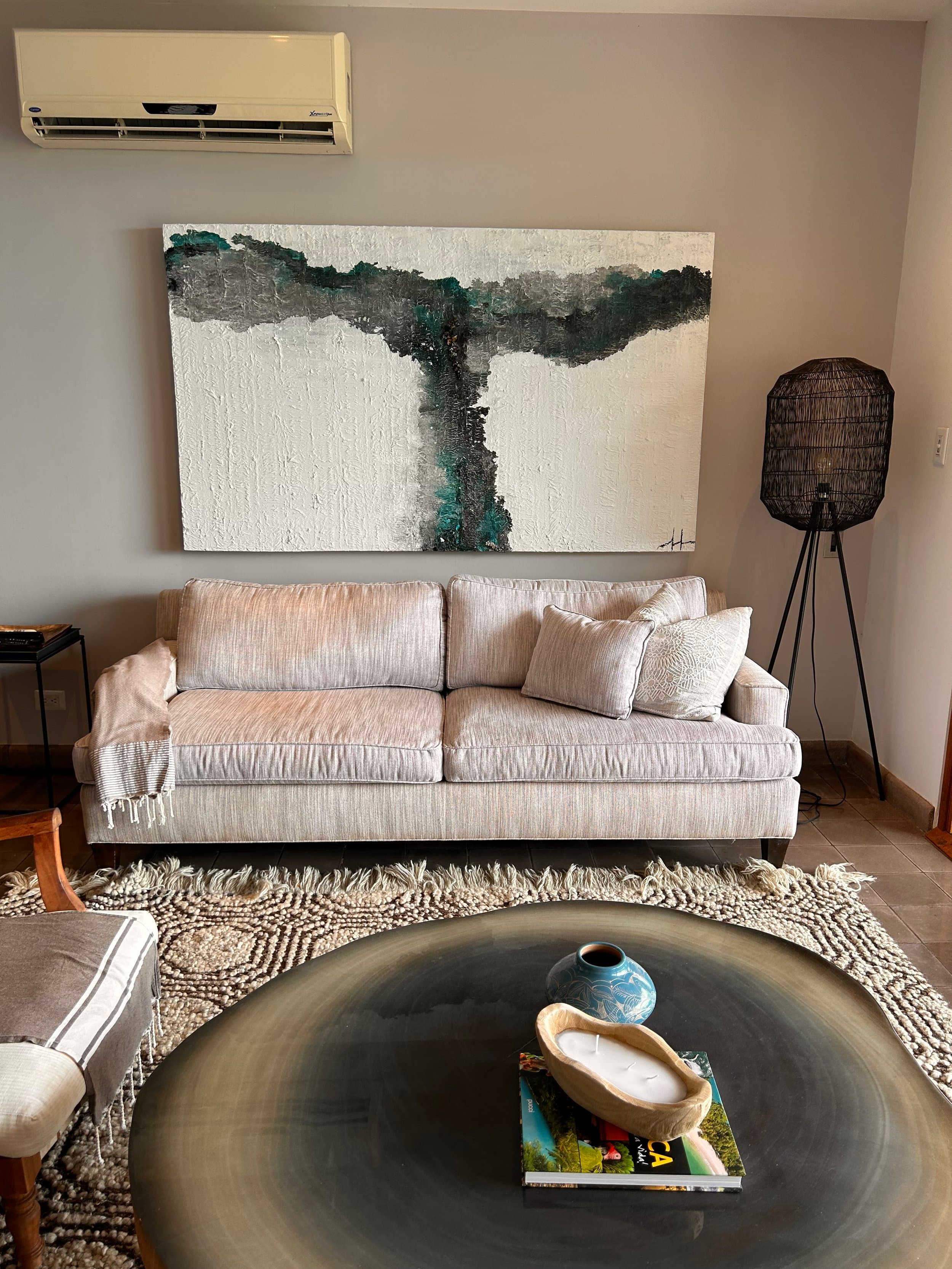 An original painting by Malu Moreira installed in a home — collected work 66, Guanacaste, Costa Rica
