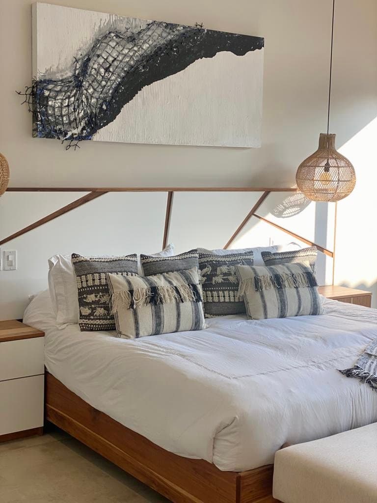 An original painting by Malu Moreira installed in a home — collected work 67, Guanacaste, Costa Rica