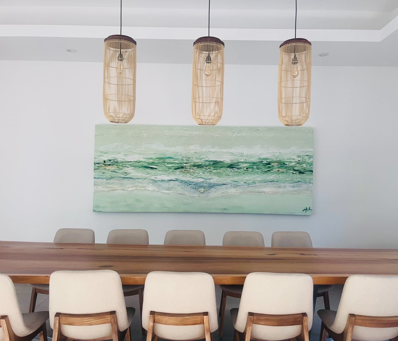 An original painting by Malu Moreira installed in a home — collected work 74, Guanacaste, Costa Rica