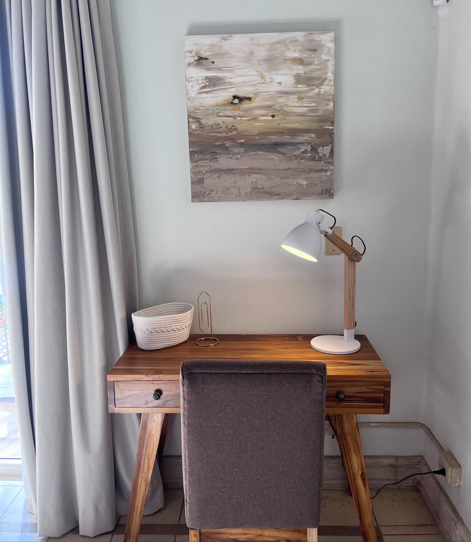 An original painting by Malu Moreira installed in a home — collected work 78, Guanacaste, Costa Rica