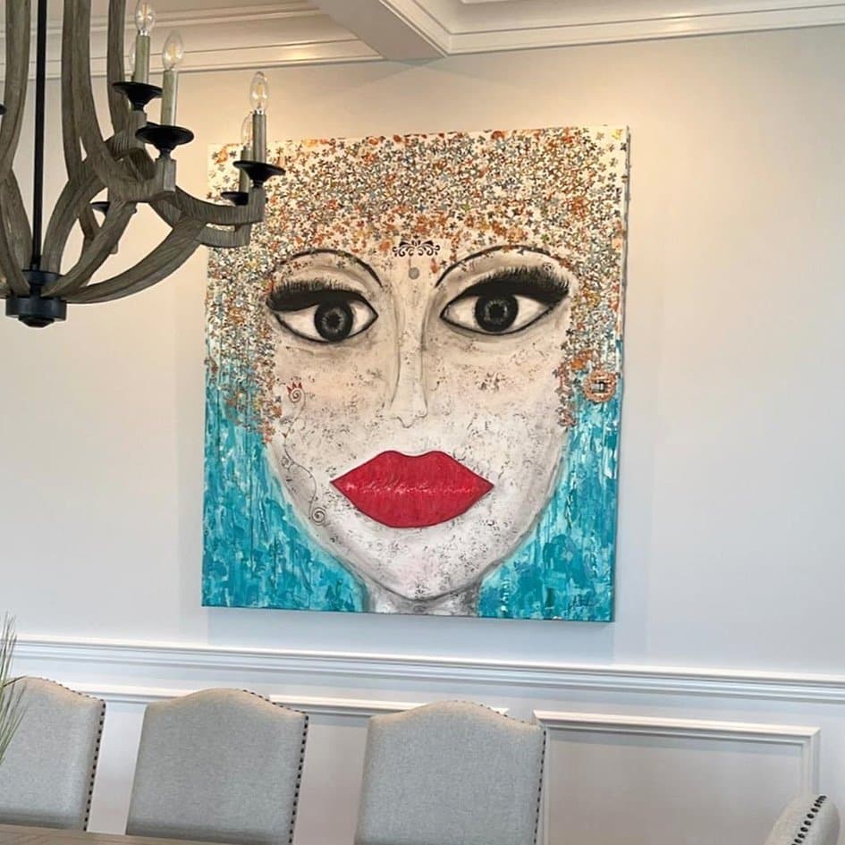 An original painting by Malu Moreira installed in a home — collected work 79, Guanacaste, Costa Rica