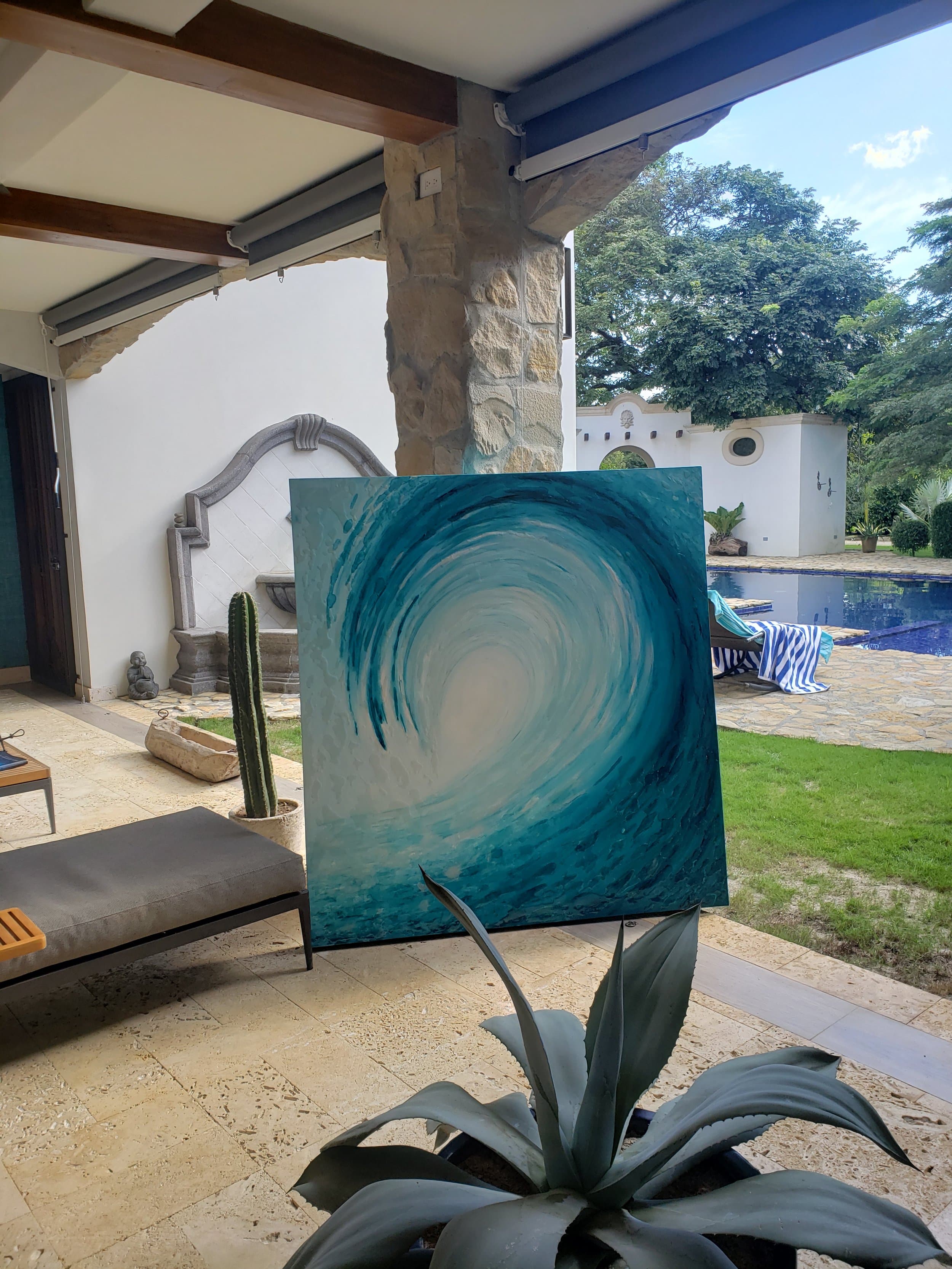 An original painting by Malu Moreira installed in a home — collected work 80, Guanacaste, Costa Rica