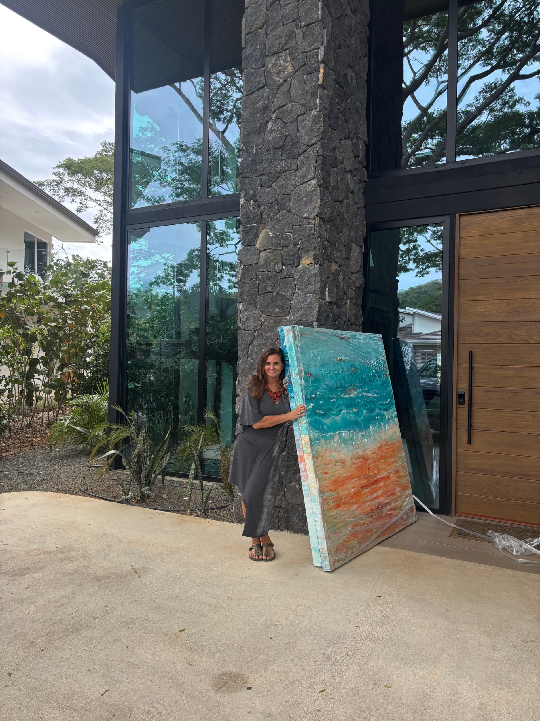 An original painting by Malu Moreira installed in a home — collected work 2, Guanacaste, Costa Rica