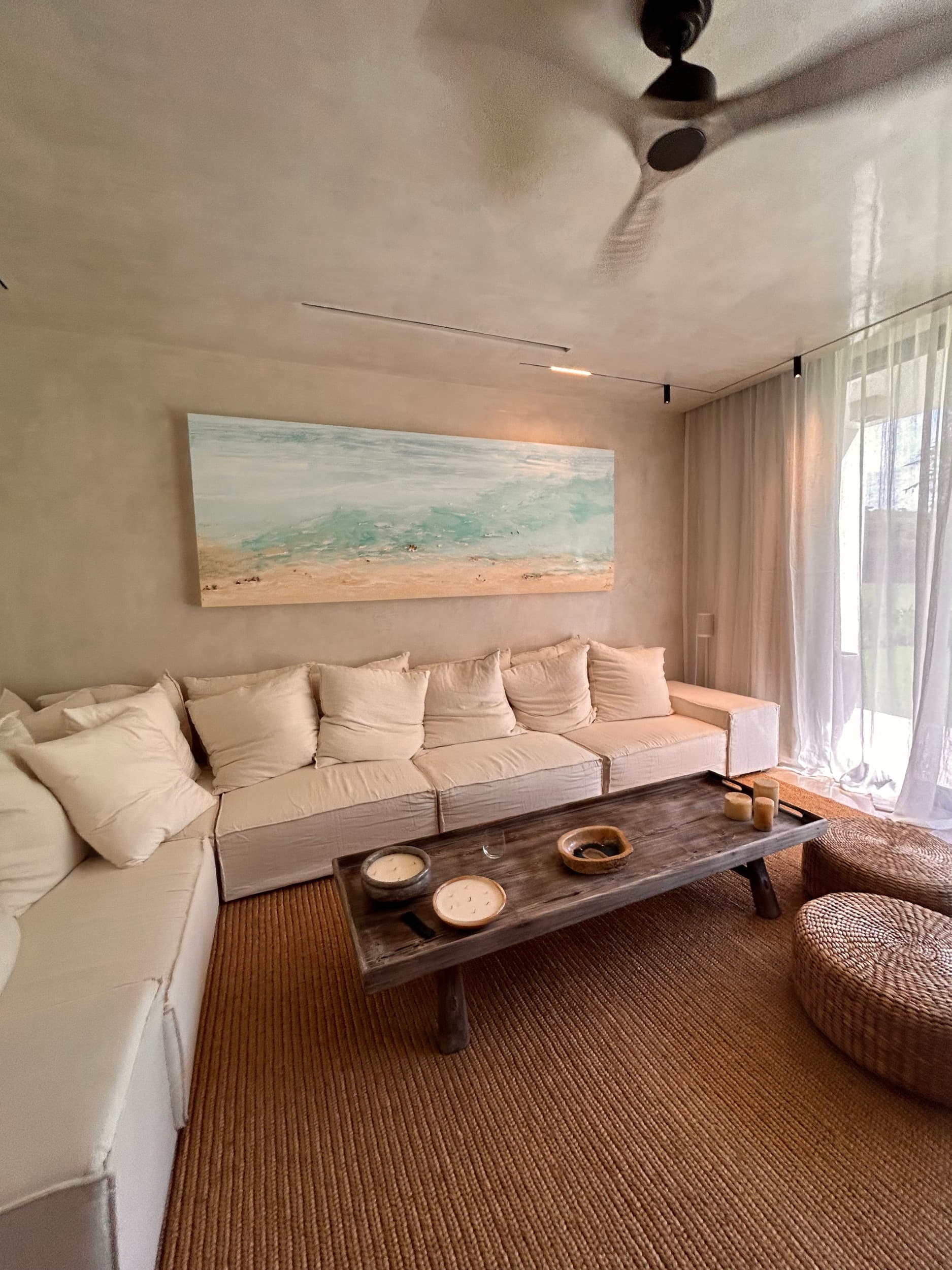 An original painting by Malu Moreira installed in a home — collected work 11, Guanacaste, Costa Rica