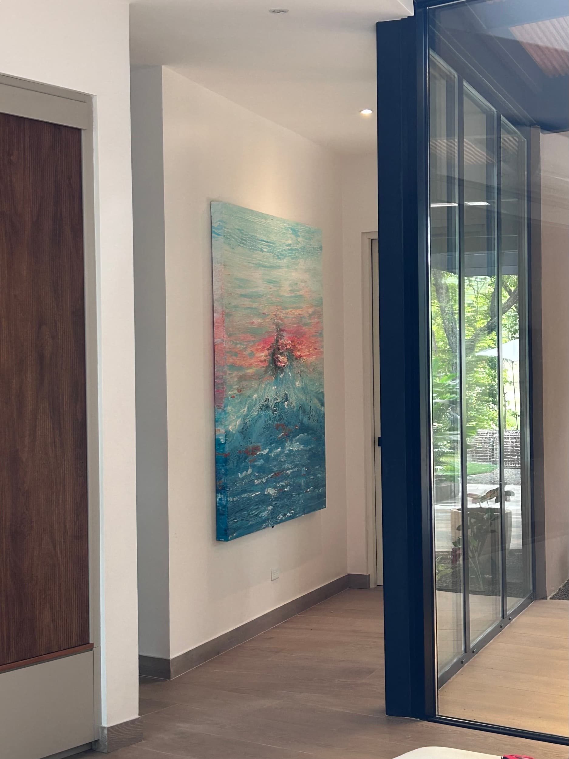 An original painting by Malu Moreira installed in a home — collected work 7, Guanacaste, Costa Rica