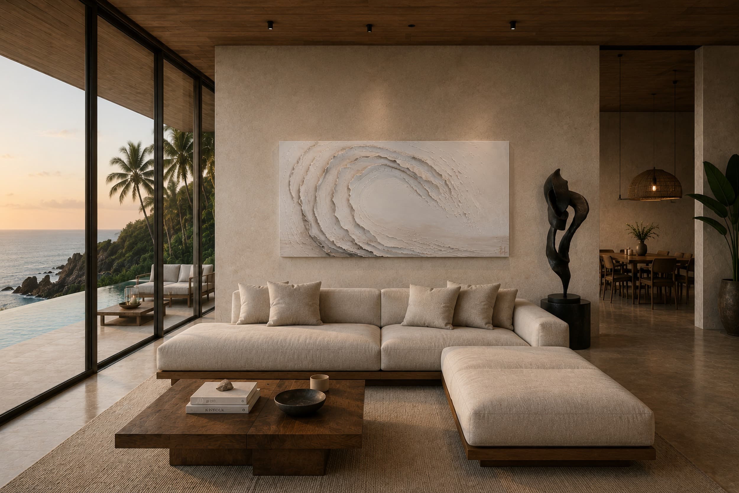 An original painting by Malu Moreira installed in a home — collected work 4, Guanacaste, Costa Rica