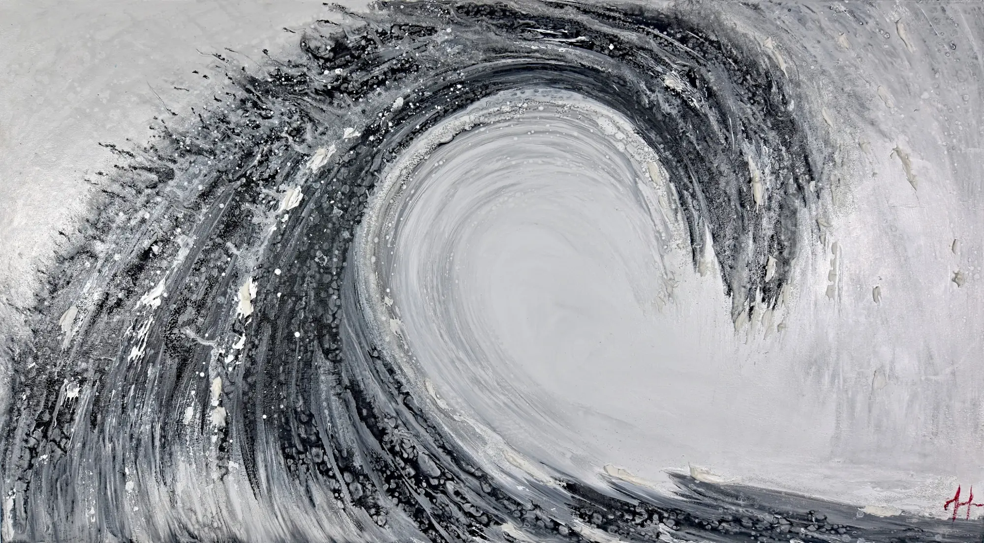 Black waves — original acrylic on canvas by Malu Moreira, 2 panels, 80 × 80 cm each (31.5" × 31.5" each)