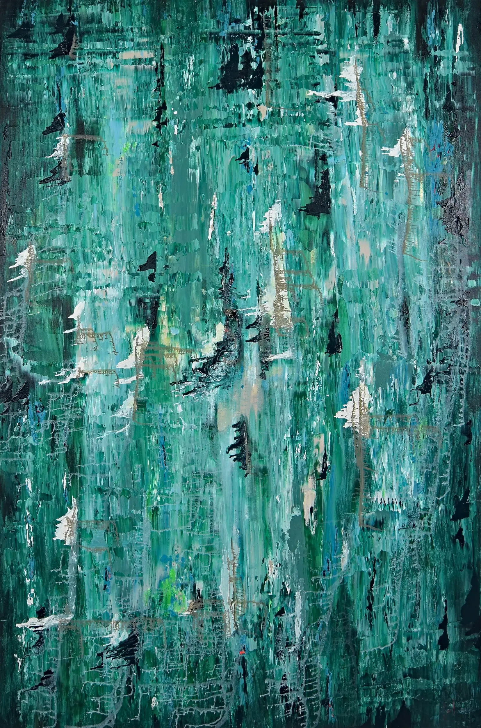 Green forest  mono congo — original acrylic on canvas by Malu Moreira, 110 × 152 cm (43.3" × 59.8")