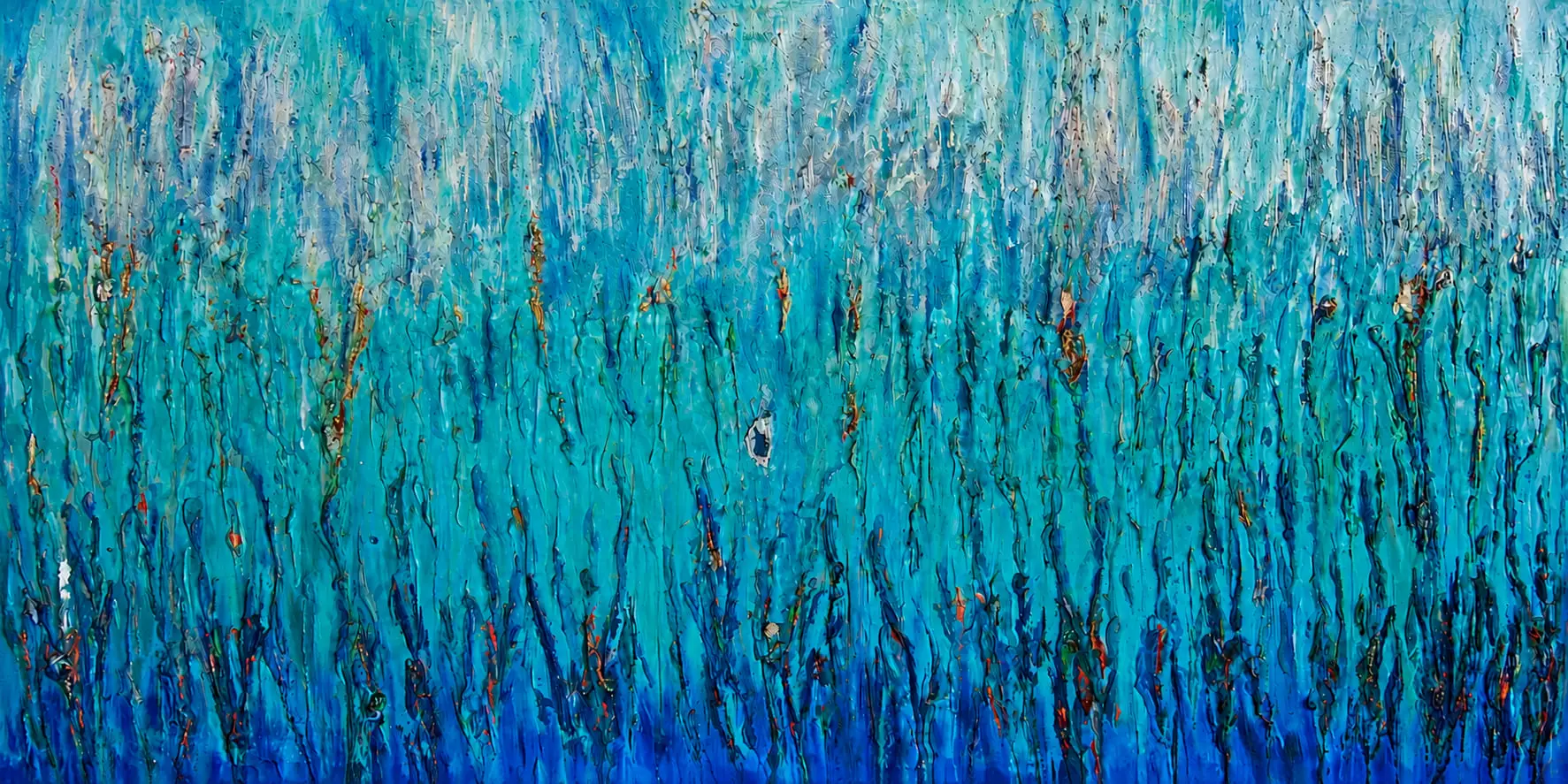 Maldives — original acrylic on canvas by Malu Moreira, 280 × 145 cm (110.2" × 57.1")