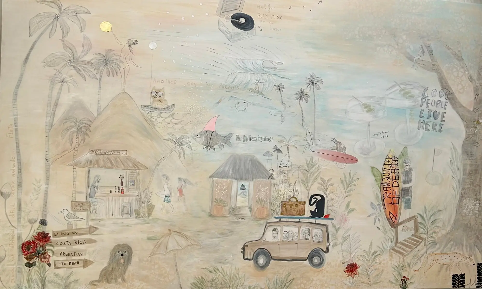 ONCE UPON A TIME ,THERE WAS A FAMILY... — original acrylic on canvas by Malu Moreira, 280 × 180 cm (110.2" × 70.9")